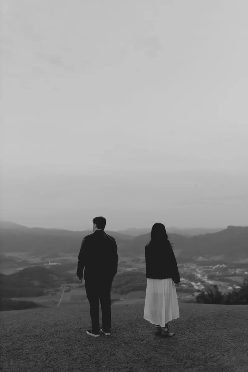 A couple looking out over the hills