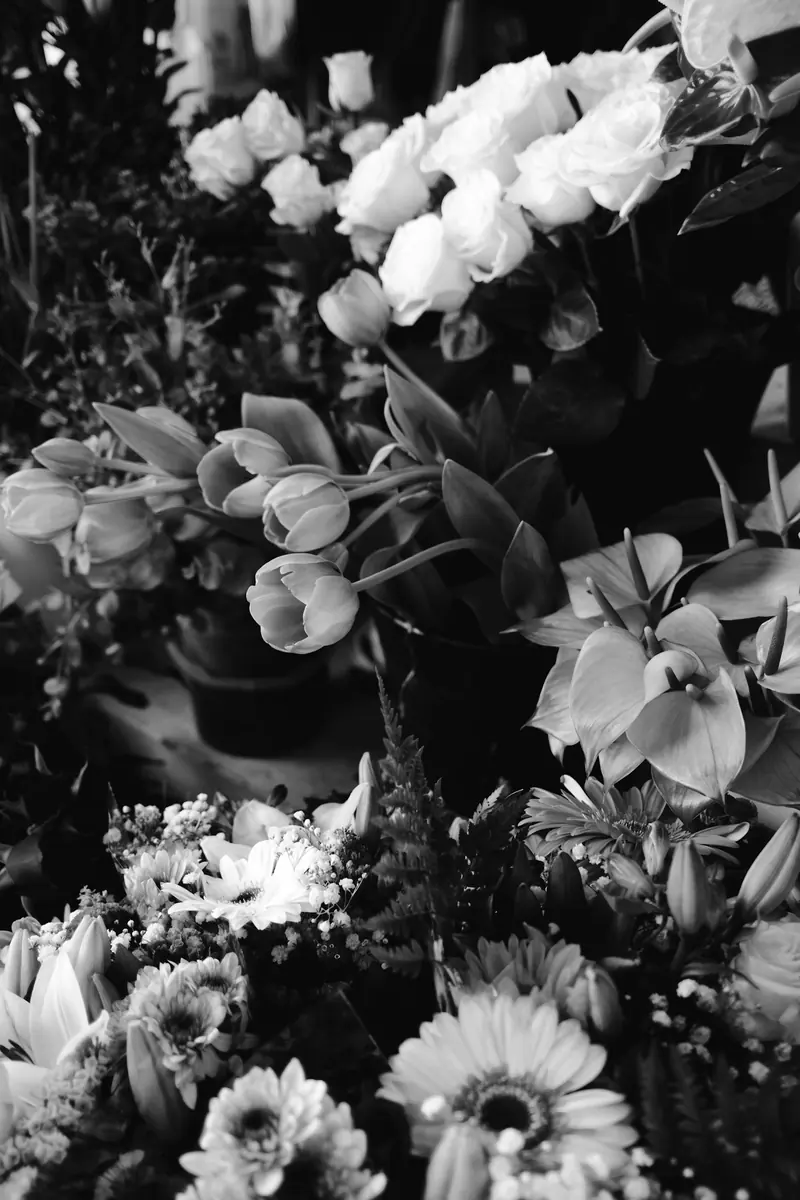 A full arrangement of white blooms
