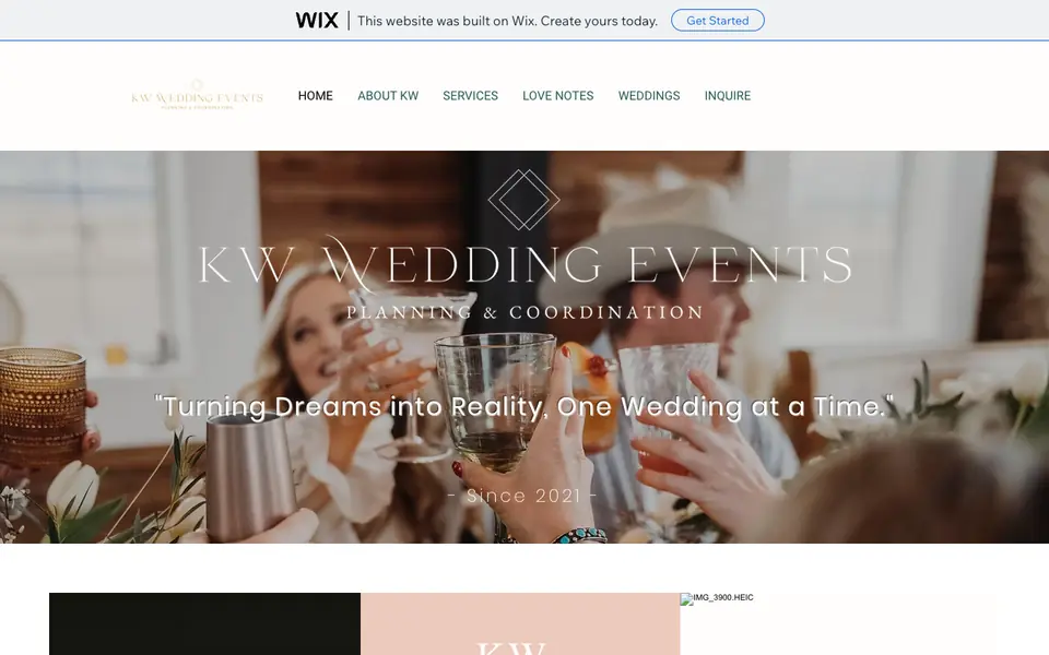 The old KW Wedding Events homepage
